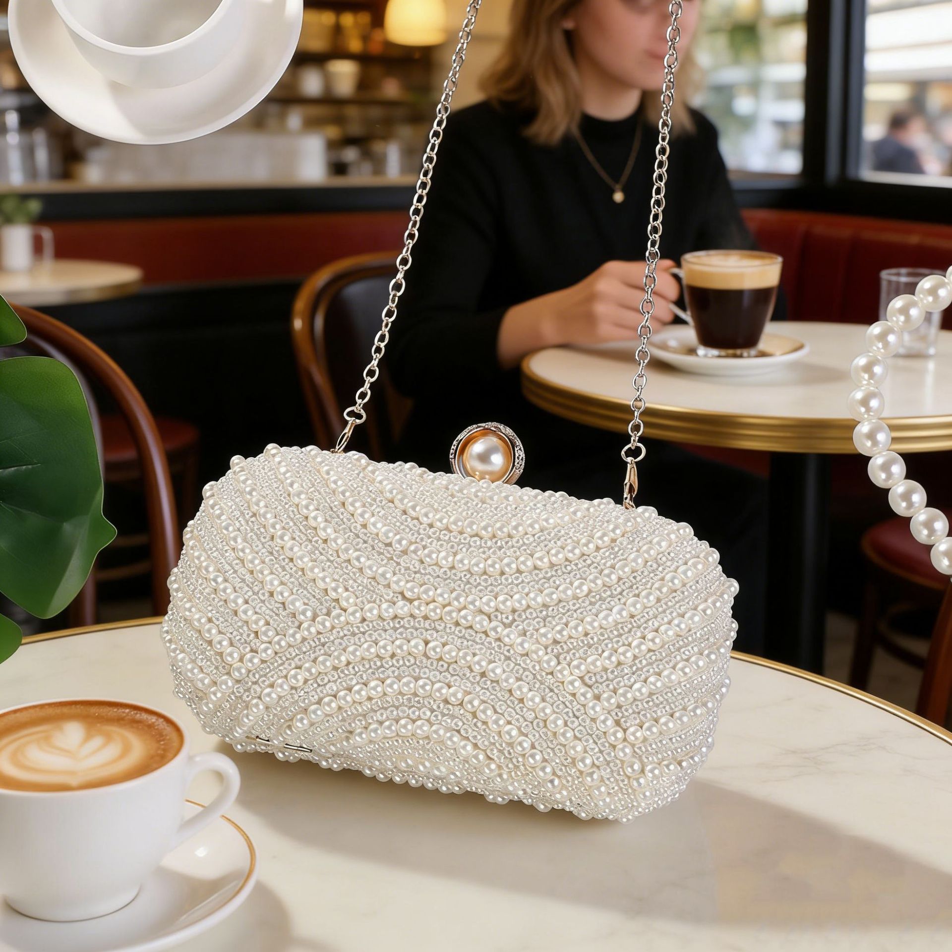 Women Handheld Bags - Eenvoudige handtas voor dames met parels,