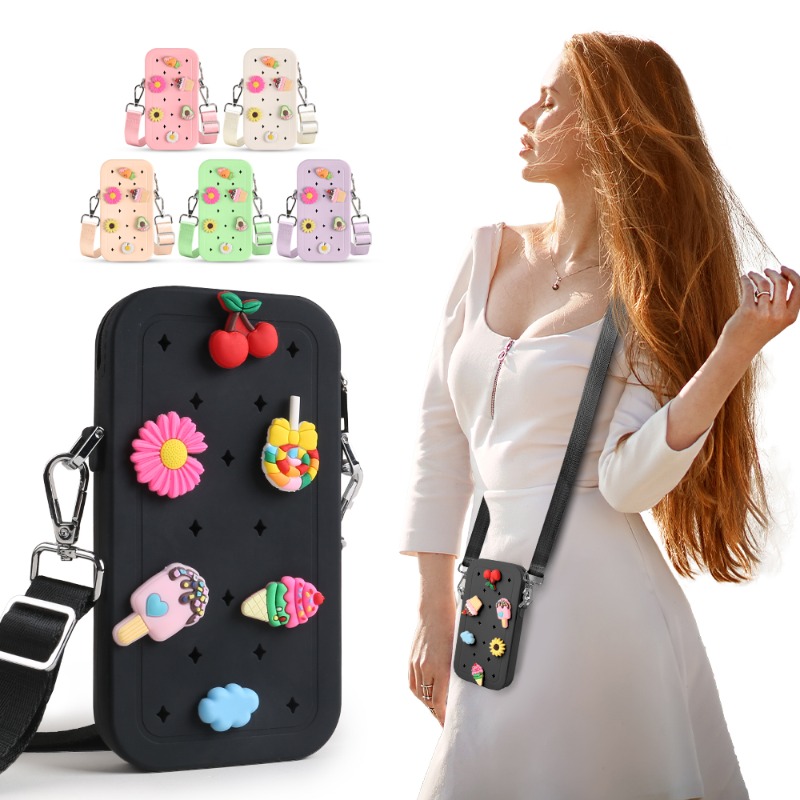 Phone Bag Crossbody - Multifunctionele draagbare siliconen crossbodytas Waterdichte ritssluiting