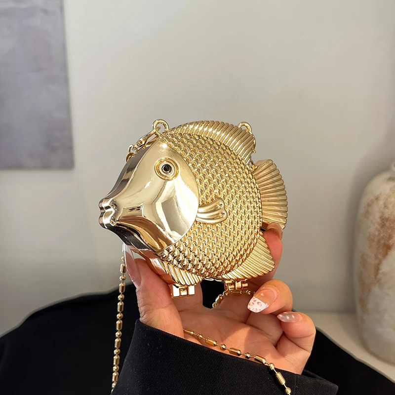 Women Bags Max - Schattige kleine visvorm metalen mini schoudertas