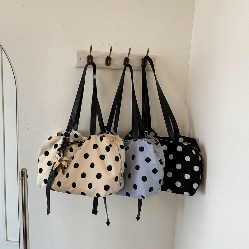 Women Handheld Bags - Multi-laag canvas tas met polkadotprint voor
