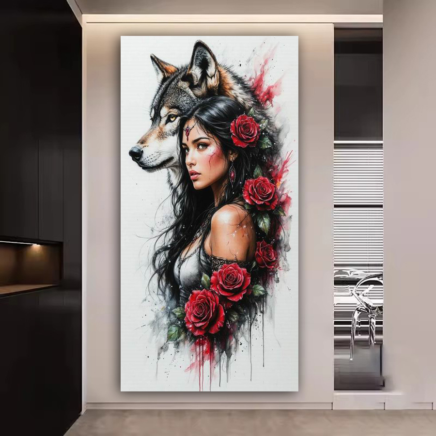 Women Bags Pictures - Vrouw Wolf Rose Groot formaat Diy